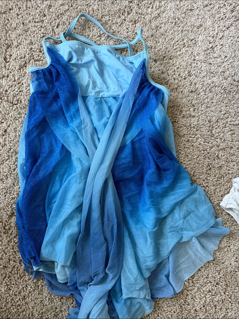 balera Blue Ombré Sparkle Layered Halter Dance Dress